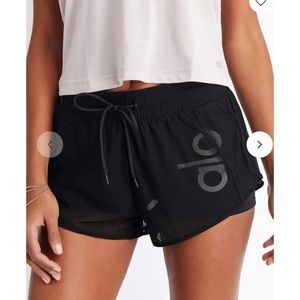ALO Yoga Ambience Mesh-Overlay Shorts